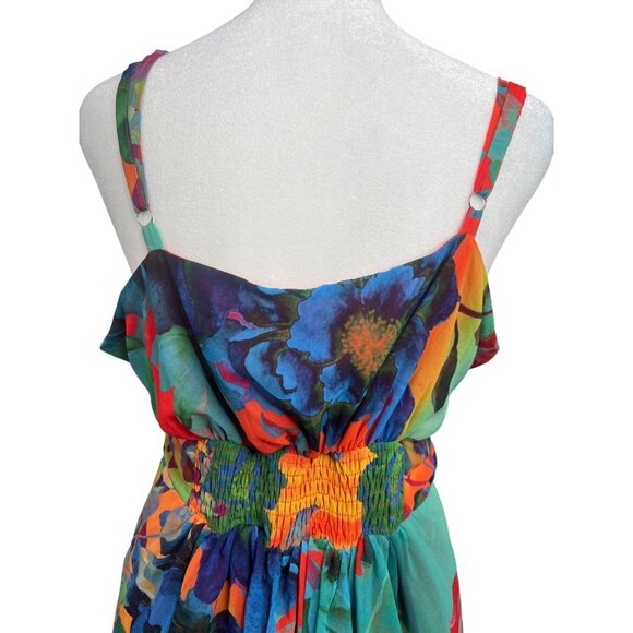 City Chic Maxi Hot Summer Days Floral Print Coral Sleeveless High-low Hemline M - Picture 6 of 15